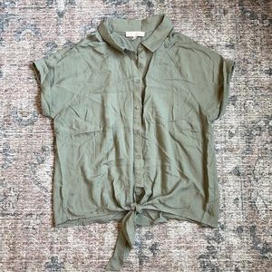 Short Sleeve Button-up Blouse